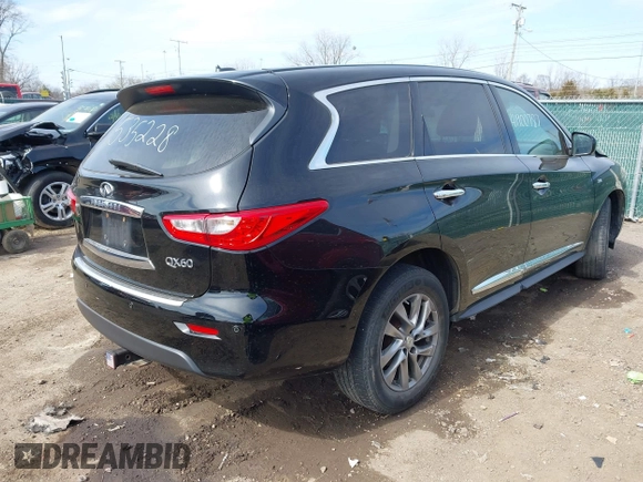2014 Infiniti QX60 with VIN 5N1AL0MM4EC535228, listed as a IAAI auction lot 41900787 with 72,189 mi miles and . Bid and sale history available at carsss.com. Image 4.