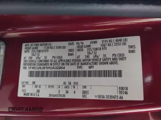 2017 Ford Escape Titanium with VIN 1FMCU9J91HUA32264, listed as a IAAI auction lot 42050273 with 201,128 mi miles. Bid and sale history available at carsss.com. Image 9.