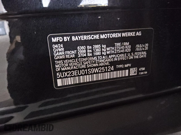 2025 BMW X5 xDrive40i with VIN 5UX23EU01S9W25124, listed as a Copart auction lot 49742835 with 35,175 mi miles and Clean Title. Bid and sale history available at carsss.com. Image 13.