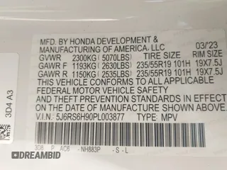 2023 Honda CR-V Sport Touring with VIN 5J6RS6H90PL003877, listed as a IAAI auction lot 41938027 with 38,500 mi miles and . Bid and sale history available at DreamBid. Image 9.