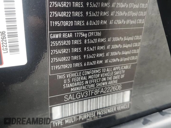 2015 Land Rover Range Rover Autobiography with VIN SALGV3TF8FA222606, listed as a Copart auction lot 52878095 with 153,109 mi miles and Clean title. Bid and sale history available at DreamBid. Image 13.