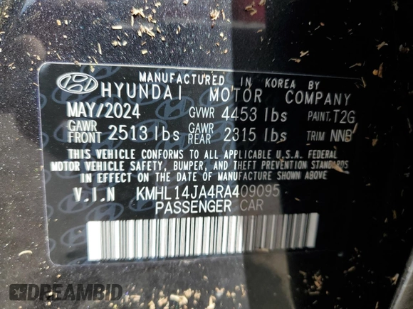 2024 Hyundai Sonata SEL z VIN KMHL14JA4RA409095, wystawiony jako Copart lot #53632675 z przebiegiem 11 619 mil mil oraz Szkoda całkowita • Salvage title. Historia ofert i sprzedaży dostępna na DreamBid. Obrazek 12.