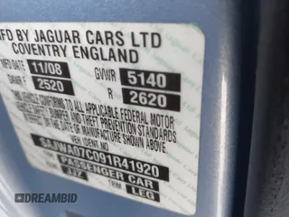 2009 Jaguar XF with VIN SAJWA07C091R41920, listed as a IAAI auction lot 41584844 with Not Provided miles and . Bid and sale history available at DreamBid. Image 9.