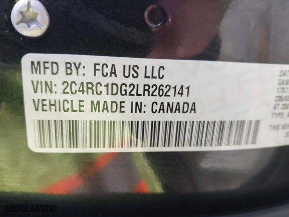 2020 Chrysler Voyager LXI with VIN 2C4RC1DG2LR262141, listed as a IAAI auction lot 41711714 with 136,011 mi miles. Bid and sale history available at carsss.com. Image 9.