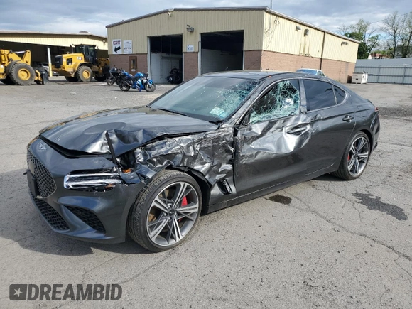 2024 Genesis G70 2.5T with VIN KMTG34SCXRU141623, listed as a Copart auction lot 55944715 with 25,318 mi miles and Salvage title. Bid and sale history available at DreamBid. Image 1.