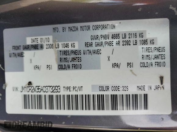 2010 Mazda 5 Sport with VIN JM1CR2W35A0373293, listed as a Copart auction lot 70782944 with 231,694 mi miles and Salvage Title. Bid and sale history available at DreamBid. Image 13.
