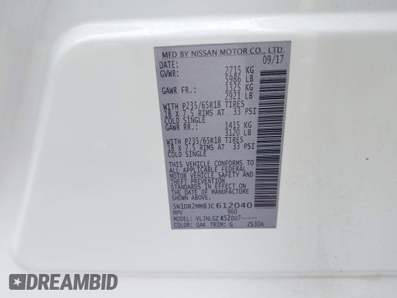 2018 Nissan Pathfinder SL с VIN 5N1DR2MM8JC612040, выставлен на аукционе IAAI как лот 42167927 с пробегом 121 635 миль миль и . История ставок и продаж доступна на DreamBid. Изображение 9.