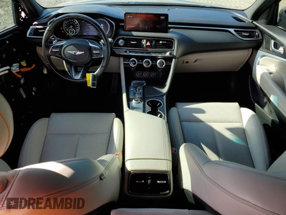 2022 Genesis G70 2.0T with VIN KMTG34TAXNU093905, listed as a Copart auction lot 45394115 with 57,495 mi miles and Salvage Title. Bid and sale history available at carsss.com. Image 8.