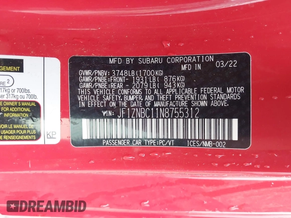 2022 Toyota 86 z VIN JF1ZNBC11N8755312, wystawiony jako IAAI lot #41945804 z przebiegiem 24 794 mil mil oraz . Historia ofert i sprzedaży dostępna na DreamBid. Obrazek 9.