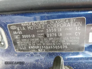 2004 Kia Sedona LX with VIN KNDUP131946505075, listed as a Copart auction lot 81686734 with 108,111 mi miles and Salvage Title. Bid and sale history available at carsss.com. Image 13.