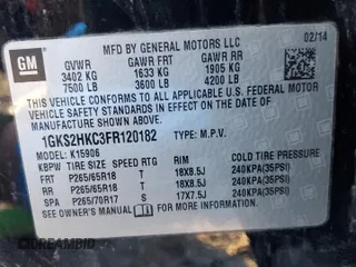 2015 GMC Yukon XL SLT z VIN 1GKS2HKC3FR120182, wystawiony jako Copart lot #47971955 z przebiegiem 103 512 mil mil oraz Szkoda całkowita • Salvage title. Historia ofert i sprzedaży dostępna na DreamBid. Obrazek 14.