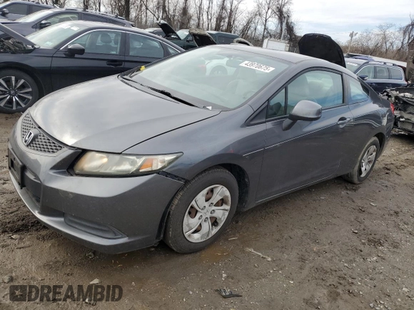 2013 Honda Civic Cpe LX with VIN 2HGFG3B5XDH521472, listed as a Copart auction lot 43970675 with 113,410 mi miles and Salvage Title. Bid and sale history available at carsss.com. Image 1.