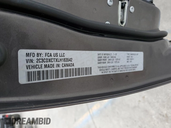 2020 Dodge Charger R/T z VIN 2C3CDXCTXLH183542, wystawiony jako Copart lot #58858325 z przebiegiem 52 999 mil mil oraz Szkoda całkowita • Salvage title. Historia ofert i sprzedaży dostępna na DreamBid. Obrazek 12.