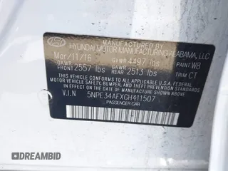 2016 Hyundai Sonata Sport with VIN 5NPE34AFXGH411507, listed as a IAAI auction lot 41592868 with 96,627 mi miles and . Bid and sale history available at DreamBid. Image 9.