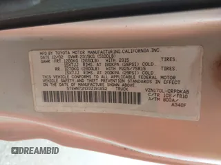 2003 Toyota Tacoma with VIN 5TEWN72N33Z191852, listed as a IAAI auction lot 41600031 with 94,483 mi miles. Bid and sale history available at carsss.com. Image 9.