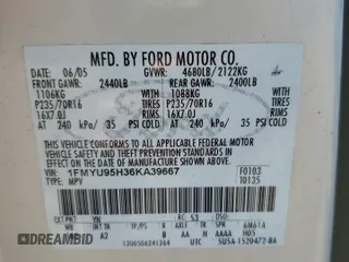 2006 Ford Escape with VIN 1FMYU95H36KA39667, listed as a Copart auction lot 80502834 with 171,026 mi miles and Salvage title. Bid and sale history available at DreamBid. Image 13.