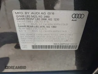 2016 Audi Q5 Premium Plus with VIN WA1L2AFP2GA126019, listed as a IAAI auction lot 42039552 with 138,072 mi miles. Bid and sale history available at carsss.com. Image 9.