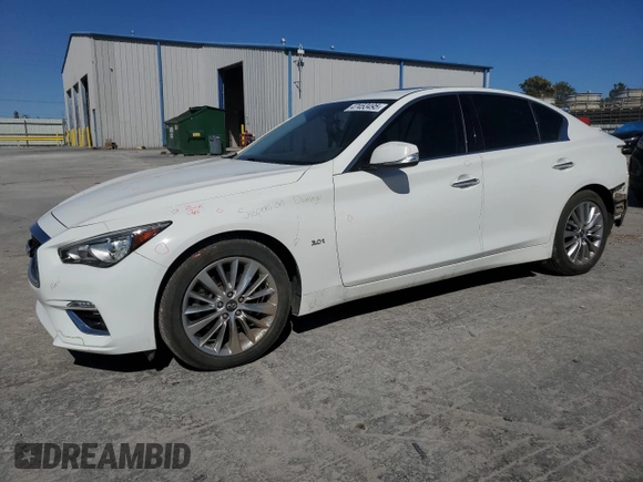 2019 Infiniti Q50 Luxe with VIN JN1EV7ARXKM558286, listed as a Copart auction lot 47453495 with 95,086 mi miles and Salvage Title. Bid and sale history available at carsss.com. Image 1.