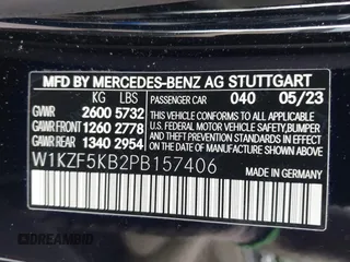 2023 Mercedes-Benz E 450 with VIN W1KZF5KB2PB157406, listed as a IAAI auction lot 42075910 with 18,507 mi miles and . Bid and sale history available at DreamBid. Image 9.