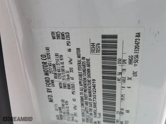2016 Ford Transit Connect XL with VIN NM0LS6E73G1234019, listed as a Copart auction lot 45547435 with 129,159 mi miles and Salvage Title. Bid and sale history available at carsss.com. Image 13.