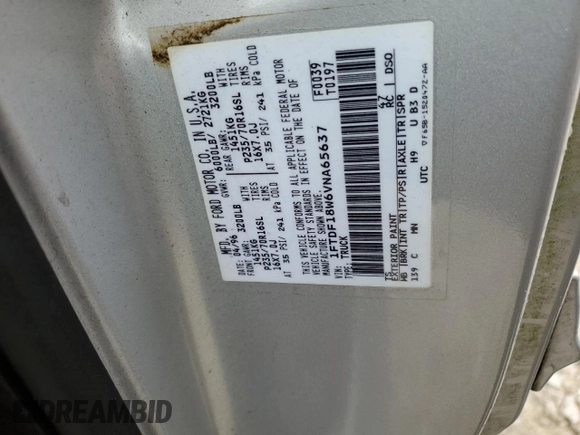 1997 Ford F-150 z VIN 1FTDF18W6VNA65637, wystawiony jako Copart lot #53832514 z przebiegiem 102 481 mil mil oraz Szkoda całkowita • Salvage title. Historia ofert i sprzedaży dostępna na DreamBid. Obrazek 12.