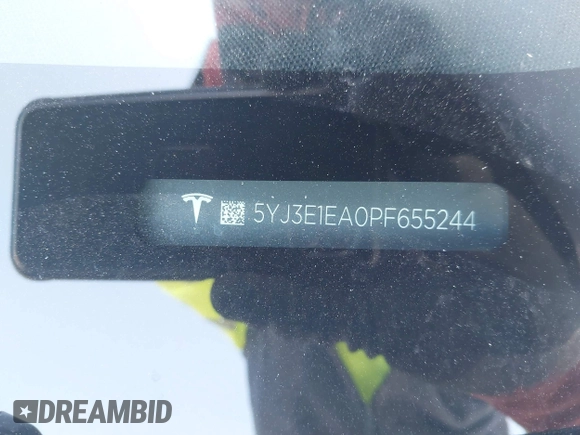 2023 Tesla Model 3 z VIN 5YJ3E1EA0PF655244, wystawiony jako IAAI lot #42004592 z przebiegiem 54 860 mil mil oraz . Historia ofert i sprzedaży dostępna na DreamBid. Obrazek 9.