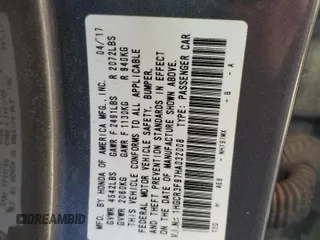 2017 Honda Accord Touring with VIN 1HGCR3F97HA032008, listed as a Copart auction lot 41824625 with 56,965 mi miles and Salvage title. Bid and sale history available at DreamBid. Image 12.