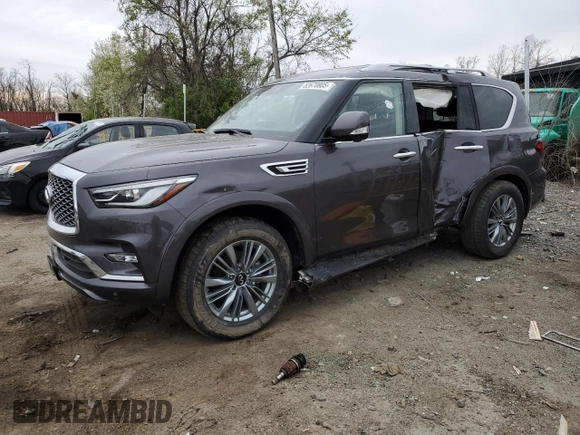 2024 Infiniti QX80 LUXE with VIN JN8AZ2AE8R9329431, listed as a Copart auction lot 52670805 with 32,635 mi miles and Non Repairable. Bid and sale history available at carsss.com. Image 1.