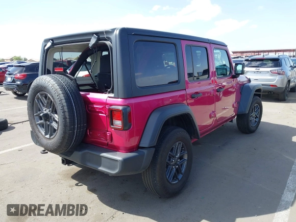 2024 Jeep Wrangler Willys with VIN 1C4PJXDG5RW320193, listed as a IAAI auction lot 41934630 with 7,402 mi miles and . Bid and sale history available at carsss.com. Image 4.