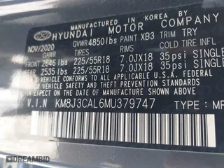 2021 Hyundai Tucson Sport with VIN KM8J3CAL6MU379747, listed as a IAAI auction lot 41813442 with 43,263 mi miles. Bid and sale history available at carsss.com. Image 9.