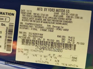 2016 Ford Mustang EcoBoost with VIN 1FA6P8TH1G5262053, listed as a IAAI auction lot 39328019 with 129,567 mi miles. Bid and sale history available at carsss.com. Image 9.
