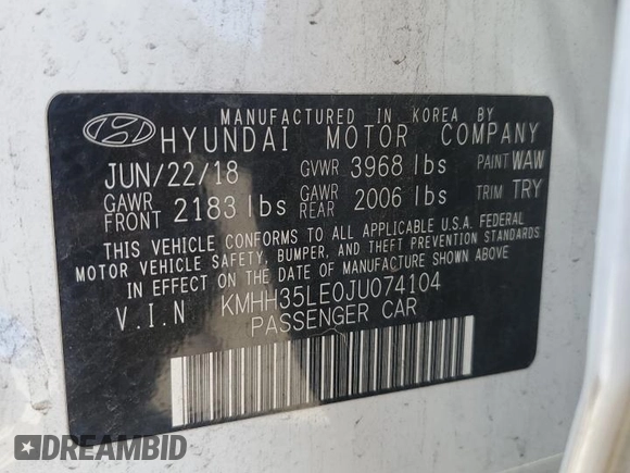 2018 Hyundai Elantra GT with VIN KMHH35LE0JU074104, listed as a Copart auction lot 55727404 with 34,769 mi miles and Salvage Title. Bid and sale history available at carsss.com. Image 13.