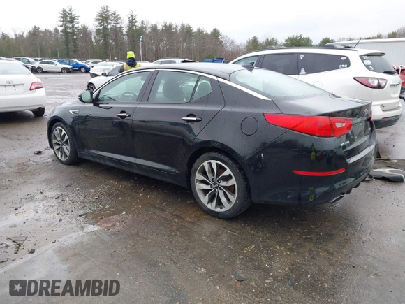 2015 Kia Optima SX Turbo with VIN 5XXGR4A65FG406037, listed as a IAAI auction lot 41975555 with 100,468 mi miles. Bid and sale history available at carsss.com. Image 3.