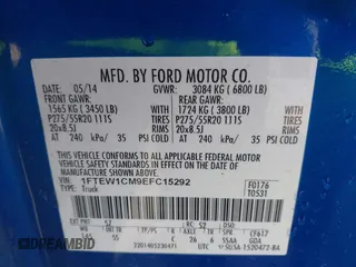 2014 Ford F-150 XL with VIN 1FTEW1CM9EFC15292, listed as a IAAI auction lot 41813091 with 125,339 mi miles. Bid and sale history available at carsss.com. Image 9.
