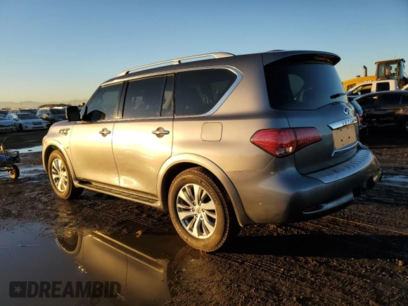 2015 Infiniti QX80 with VIN JN8AZ2NC1F9370925, listed as a Copart auction lot 79489854 with 147,165 mi miles and Salvage Title. Bid and sale history available at carsss.com. Image 2.