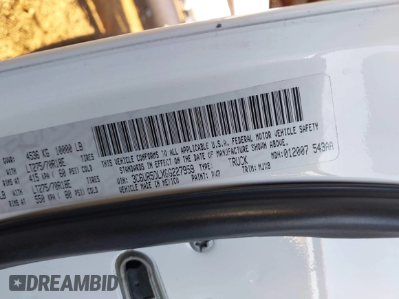 2016 Ram 2500 SLT с VIN 3C6UR5DLXGG227959, выставлен на аукционе IAAI как лот 42609927 с пробегом 186 337 миль миль и . История ставок и продаж доступна на DreamBid. Изображение 9.