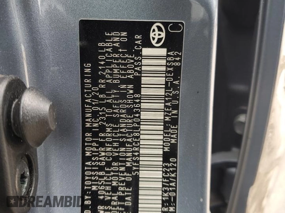2020 Toyota Corolla SE with VIN 5YFS4RCE8LP043648, listed as a Copart auction lot 41740025 with 109,298 mi miles and Salvage Title. Bid and sale history available at DreamBid. Image 14.