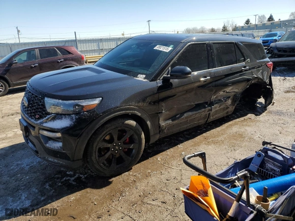 2021 Ford Explorer ST with VIN 1FM5K8GCXMGC27915, listed as a Copart auction lot 48021515 with 42,838 mi miles and Salvage Title. Bid and sale history available at carsss.com. Image 1.