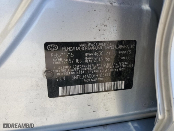 2015 Hyundai Sonata 2.0T Sport with VIN 5NPE34AB0FH185411, listed as a Copart auction lot 71848434 with 132,331 mi miles and Salvage Title. Bid and sale history available at carsss.com. Image 13.