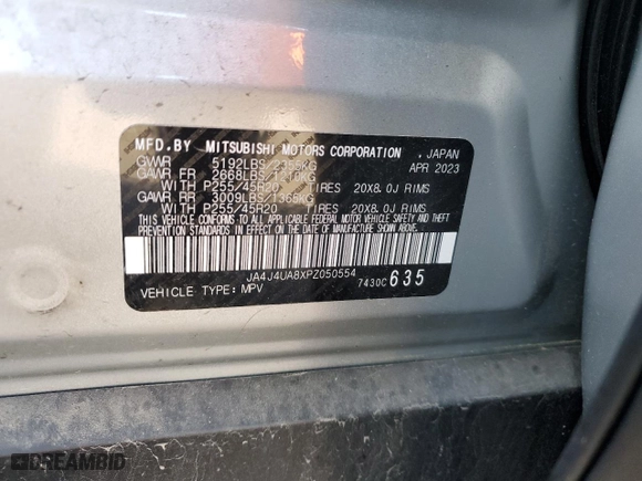 2023 Mitsubishi Outlander SE with VIN JA4J4UA8XPZ050554, listed as a Copart auction lot 76404004 with 50,723 mi miles and Salvage Title. Bid and sale history available at carsss.com. Image 13.