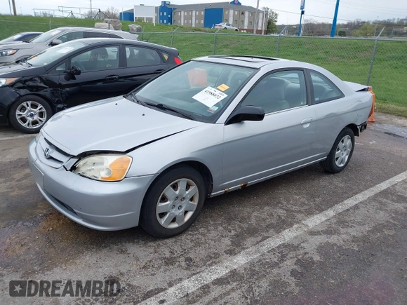 2002 Honda Civic EX with VIN 1HGEM22922L069356, listed as a IAAI auction lot 41988022 with 149,965 mi miles and . Bid and sale history available at carsss.com. Image 2.