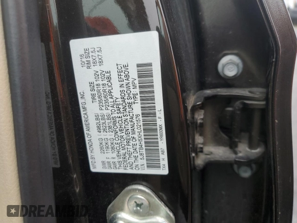 2017 Acura RDX Technology with VIN 5J8TB4H5XHL021576, listed as a Copart auction lot 60629355 with Not provided miles and Salvage title. Bid and sale history available at DreamBid. Image 13.