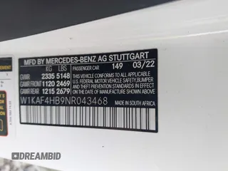 2022 Mercedes-Benz C 300 z VIN W1KAF4HB9NR043468, wystawiony jako IAAI lot #42317926 z przebiegiem 73 248 mil mil oraz . Historia ofert i sprzedaży dostępna na DreamBid. Obrazek 9.