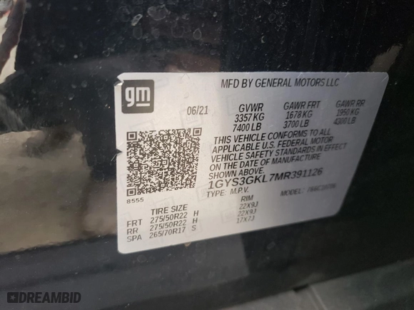 2021 Cadillac Escalade Sport Platinum with VIN 1GYS3GKL7MR391126, listed as a Copart auction lot 62708684 with 42,039 mi miles and Salvage Title. Bid and sale history available at carsss.com. Image 16.