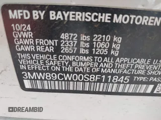 2025 BMW 3 Series 330i xDrive with VIN 3MW89CW00S8F11845, listed as a IAAI auction lot 42052983 with 4,879 mi miles. Bid and sale history available at carsss.com. Image 9.