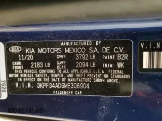 2021 Kia Forte GT-Line with VIN 3KPF34AD6ME306904, listed as a Copart auction lot 45990485 with 91,200 mi miles and Salvage Title. Bid and sale history available at carsss.com. Image 13.