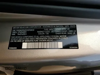 2025 Volvo XC90 с VIN YV4062PG2S1370809, выставлен на аукционе Copart как лот 59596035 с пробегом 2 825 миль миль и Списание • Salvage title. История ставок и продаж доступна на DreamBid. Изображение 13.
