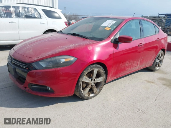 2014 Dodge Dart GT with VIN 1C3CDFEB1ED701407, listed as a IAAI auction lot 41705509 with 201,553 mi miles. Bid and sale history available at carsss.com. Image 2.