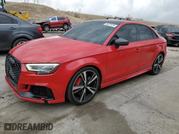 2019 Audi RS 3 with VIN WUABWGFF2KA906727, listed as a Copart auction lot 49337425 with 52,355 mi miles and Salvage title. Bid and sale history available at DreamBid. Image 1.