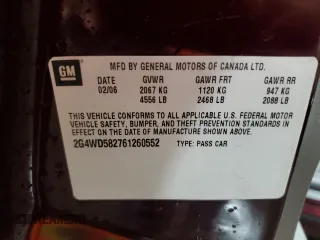 2006 Buick LaCrosse CXL with VIN 2G4WD582761260552, listed as a Copart auction lot 50617855 with 188,259 mi miles and Salvage Title. Bid and sale history available at carsss.com. Image 12.